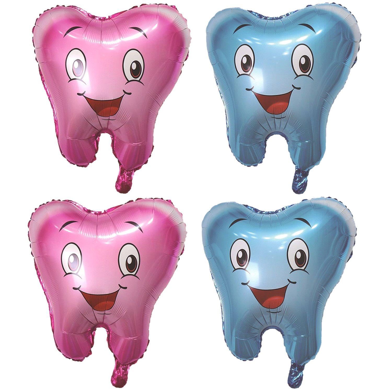 4 Pcs Smile Teeth Shape Balloons - Baby Shower & Kids Birthday Party Decorations