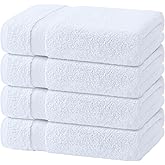 Wealuxe White Bath Towels Set of 4 — 27 x 54 Inch, 100% Ring Spun Cotton 650GSM, Extra Absorbent, Soft White Towels for Bathroom, Shower, Hotel, Spa