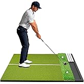 Golfpar Dual Turf Golf Hitting Mat with Ball Tray, 5x4 & 6x4 ft, 26mm/31mm Thick, Alignment Aid, Golf Practice Mat Indoor & Outdoor, Driving & Chipping Pad Simulator Mat