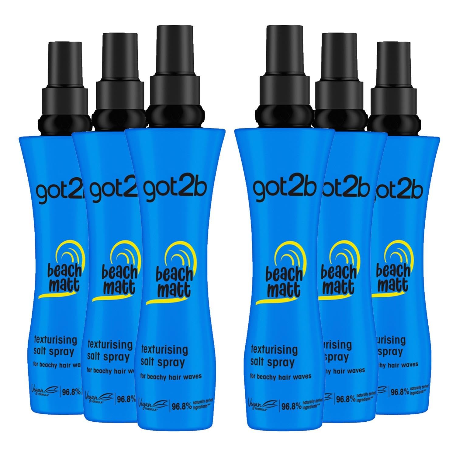 Schwarzkopf got2b Beach Matt Salt Spray, Medium hold for Texturising Beach Look Hair, Vegan, 200 ml - Pack of 6