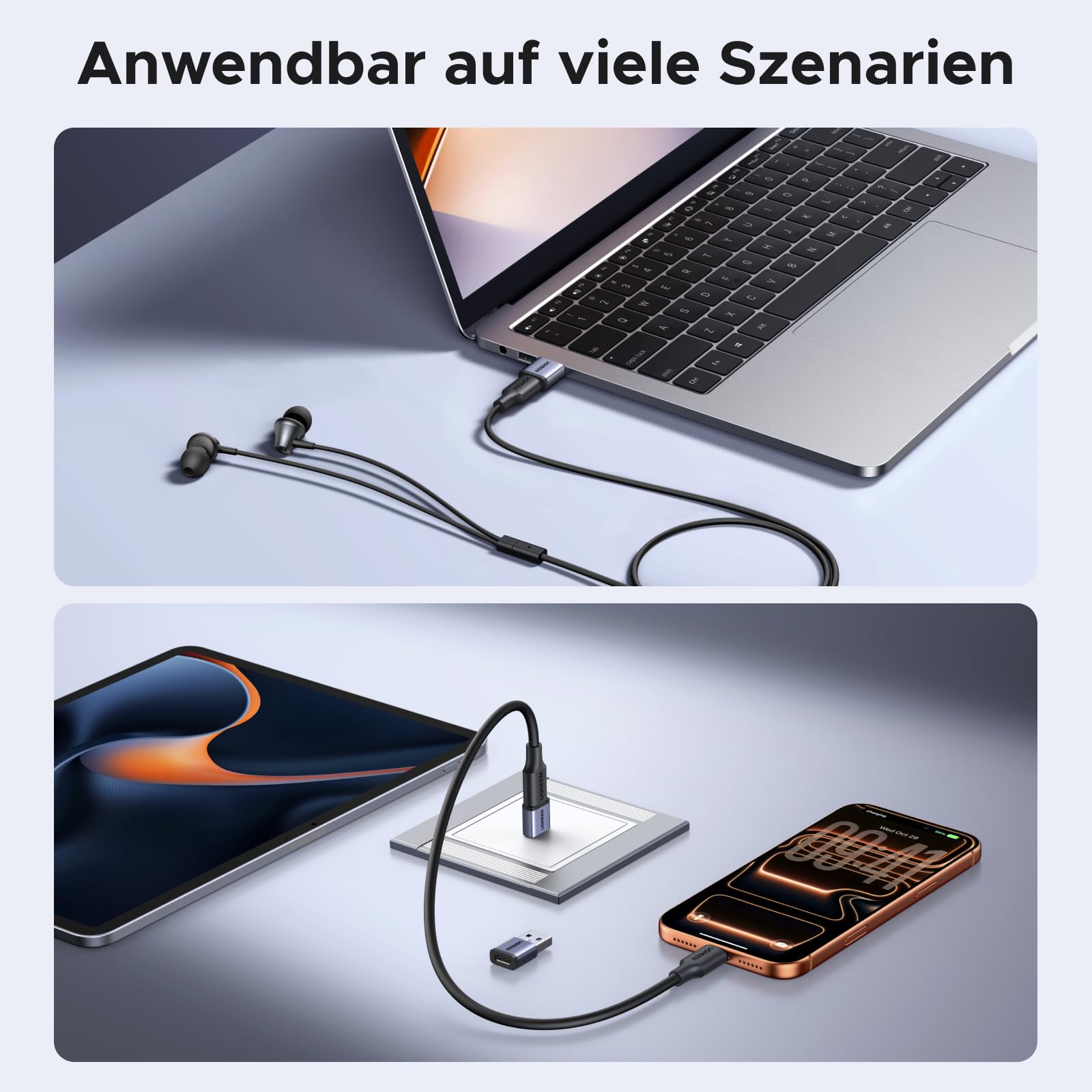 UGREEN USB C Adapter (5 Stück), 10Gbps USB C Buchse zu A Stecker Aluminium Adapter Kompatibel Mit iPhone 17/16/15 Serie, iPad, Galaxy S/Note Serie, Laptops, Carplay usw 5