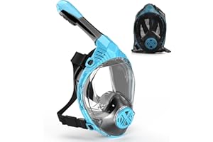 WONDSY Full Face Snorkel Mask for Adults, Snorkeling Gear for Kids, Anti-Fog & Anti-Leak Design with 180° Panoramic View, Dry Top Breathing System, Ideal for Scuba Diving, Snorkeling