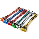 CHANZON [UL Wire] 120pcs (6 Colors x 20pcs) 12V 5mm LED Diode Lights 7.9 inch UL Wire Assorted Kit Pre Wired (Diffused Frosted Round Lens) White Red Green Blue Yellow Warm White Emitting Assortment