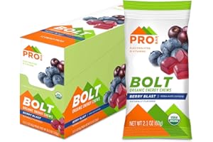 PROBAR - Bolt Organic Energy Chews, Berry Blast, Non-GMO, Gluten-Free, USDA Certified Organic, Healthy, Natural Energy, Fast Fuel Gummies with Vitamins B & C (12 Count)