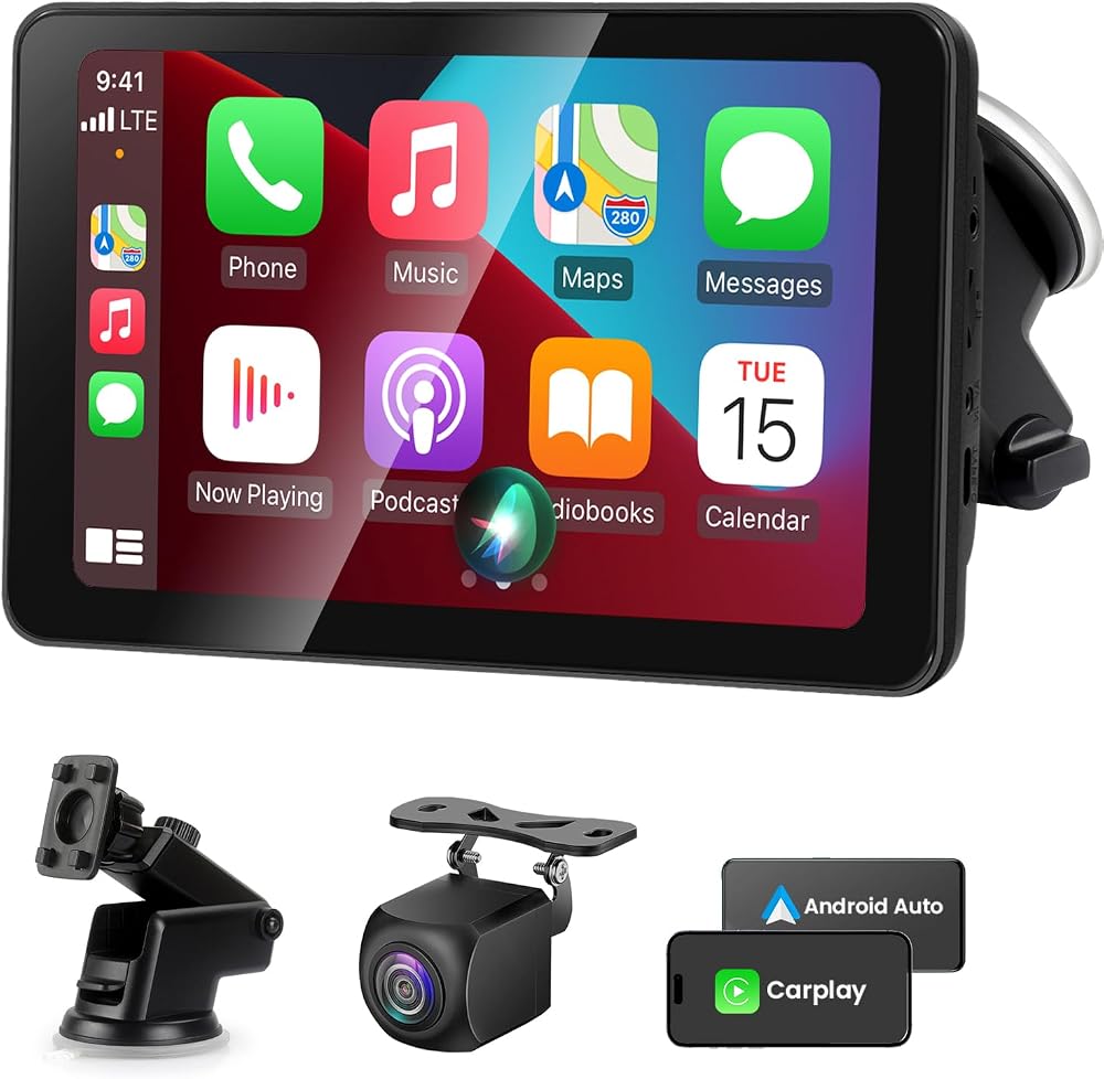 Aonerex Wireless CarPlay Android Auto 7" Touch Screen with Rear Camera