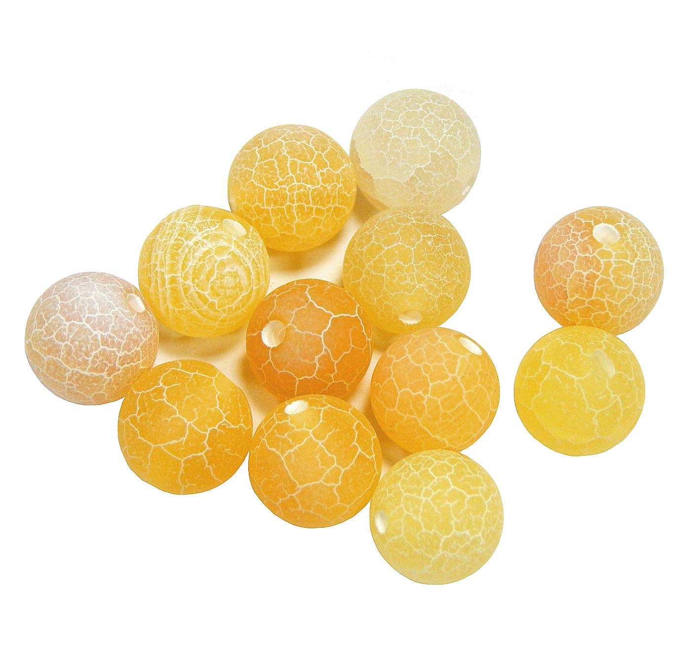 Gemstone Beads 4 mm Agate Stone Matt Choice of Colours Set Ball Natural Stone Frosted Agate Pearl Semi-Precious Gemstone Beads with Hole for Threading Jewellery Beads (Yellow)