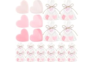 Demissle 20 Set Valentine's Day Gift Bulk Mini Love Heart Soap Favors for Guests Return Happy Valentine's Day Soap with Tags Clear Bags for Wedding Party Favors Decorations(Pink)