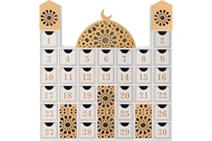 Wooden Ramadan Advent Countdown Calendar - Ramadan Decorations for Home Eid Mubarak Table Decor, 30 Days Countdown Calendar L