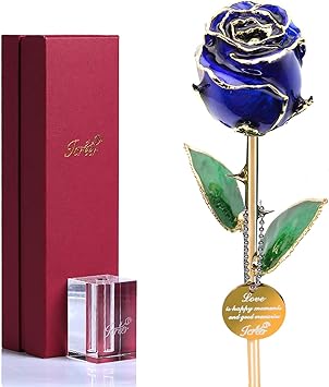 Amazon Com Icreer 24k Gold Dipped Red Rose Free Crystal Stand