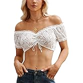 IIBOOYYE Women's Bavarian Oktoberfest Costume Traditional Dirndl Blouse Classic Off Shoulder Short Sleeve Lace Tops