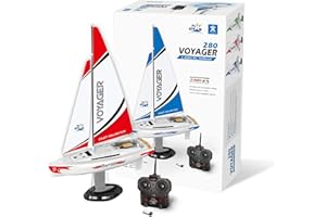 PLAY STEAM PLAYSTEAM Voyager 280 RC Controlled Wind Powered Sailboat in Red - 17.5" Tall