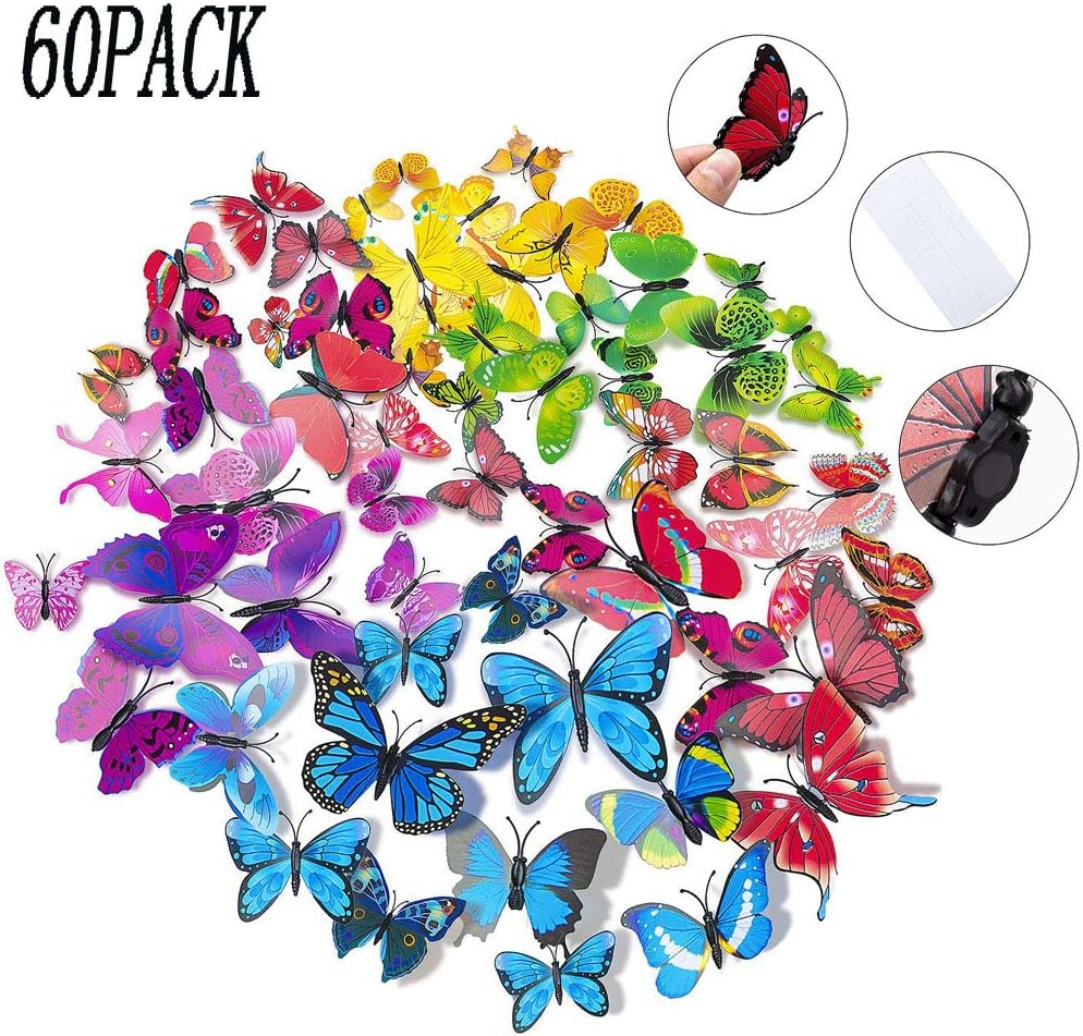 Butterflies for Crafts,3D Butterfly Stickers,Plastic Butterfly