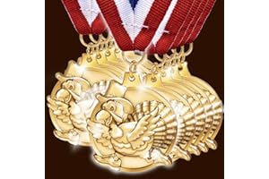 Crown Awards Turkey Medals 10 Pack - 2" Thanksgiving Award Medals for Thanksgiving Parties, Turkey Bowls, Turkey Day Contests, Turkey Trot Races, Fall Sports, Fall Festivals
