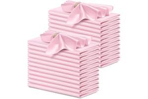 P Pothuiny 24 Pcs Silky Pink Satin Napkins 17 x 17 Inches, Square Smooth Wedding Dinner Napkins Satin Cloth Napkins Table Nap