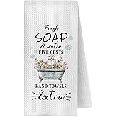 ChenCraty Funny Soap Bathroom Hand Towels, Soap and Water Five Cents Decorative Hand Towels for Bathroom Decor, 16x24 Inches