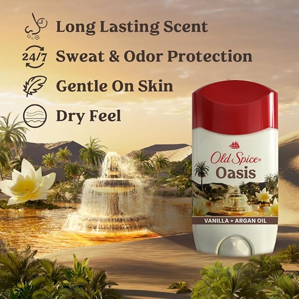 OLD SPICE ANTIPERSPIRANT & DEODORANT FOR MEN, OASIS SCENT WITH VANILLA NOTES, 2.6 OZ