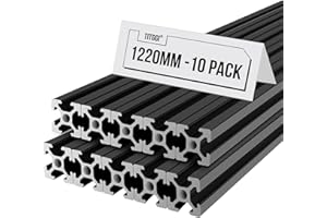 TITGGI 10PCS 48inch(1220mm) T Slot 2020 Aluminum Extrusion Profile for 3D Printer and CNC DIY, High-Strength European Standard Extruded Aluminum Linear Rail Guide, Anodizing Technology(Black)