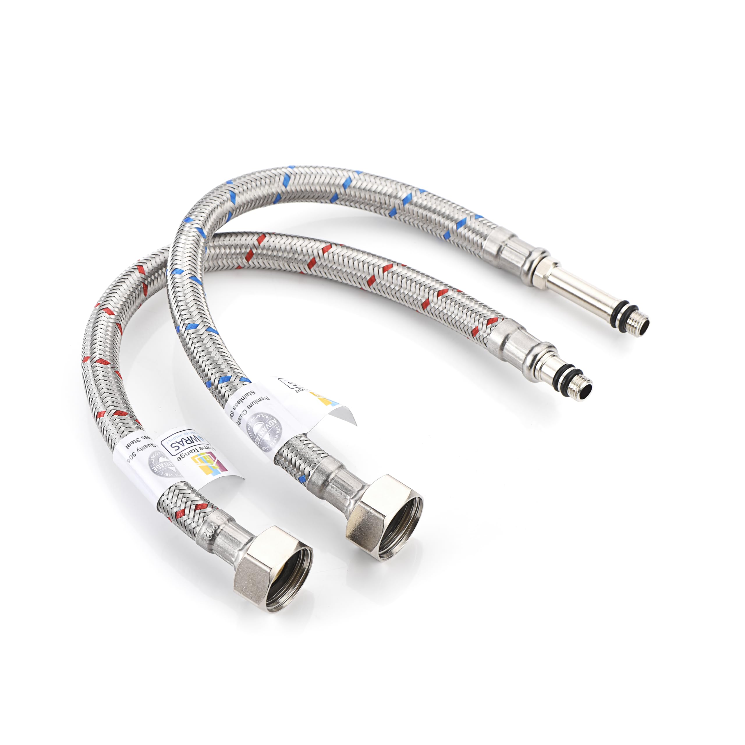 Home Range 300mm 2 Pipes M8 x 1/2" |4 Lengths| Flexible Pipe Tap Connector Stainless Steel, Hose Kitchen/Basin Isolator Valve WRAS Approved Braided Pipe for Bathroom Rust-Free Corrosion Resistant
