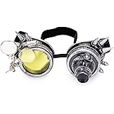 Lelinta Spiked Steampunk Goggles with Adjustable Straps,Detachable Lenses, Ideal for Cosplay, Costume Parties