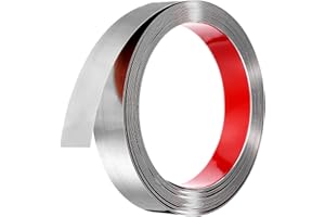 MECCANIXITY Silver Metal Trim Peel and Stick, Self Adhesive Mirror Finish Wall Trim Border 32.8ft x 1.2" Stainless Steel Mold