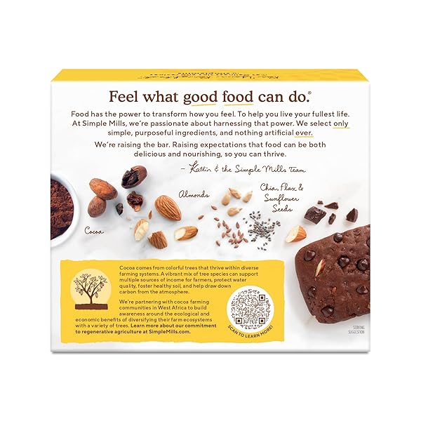 SIMPLE MILLS ALMOND FLOUR SNACK BARS (CHOCOLATE BROWNIE) WITH ORGANIC COCONUT OIL, CHIA SEEDS, SUNFLOWER SEEDS, AND FLAX SEEDS, 6OZ, 1 COUNT