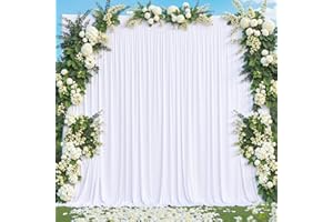 10x10 White Backdrop Curtain for Parties Wedding Wrinkle Free White Photo Curtains Backdrop Drapes Fabric Decoration for Baby