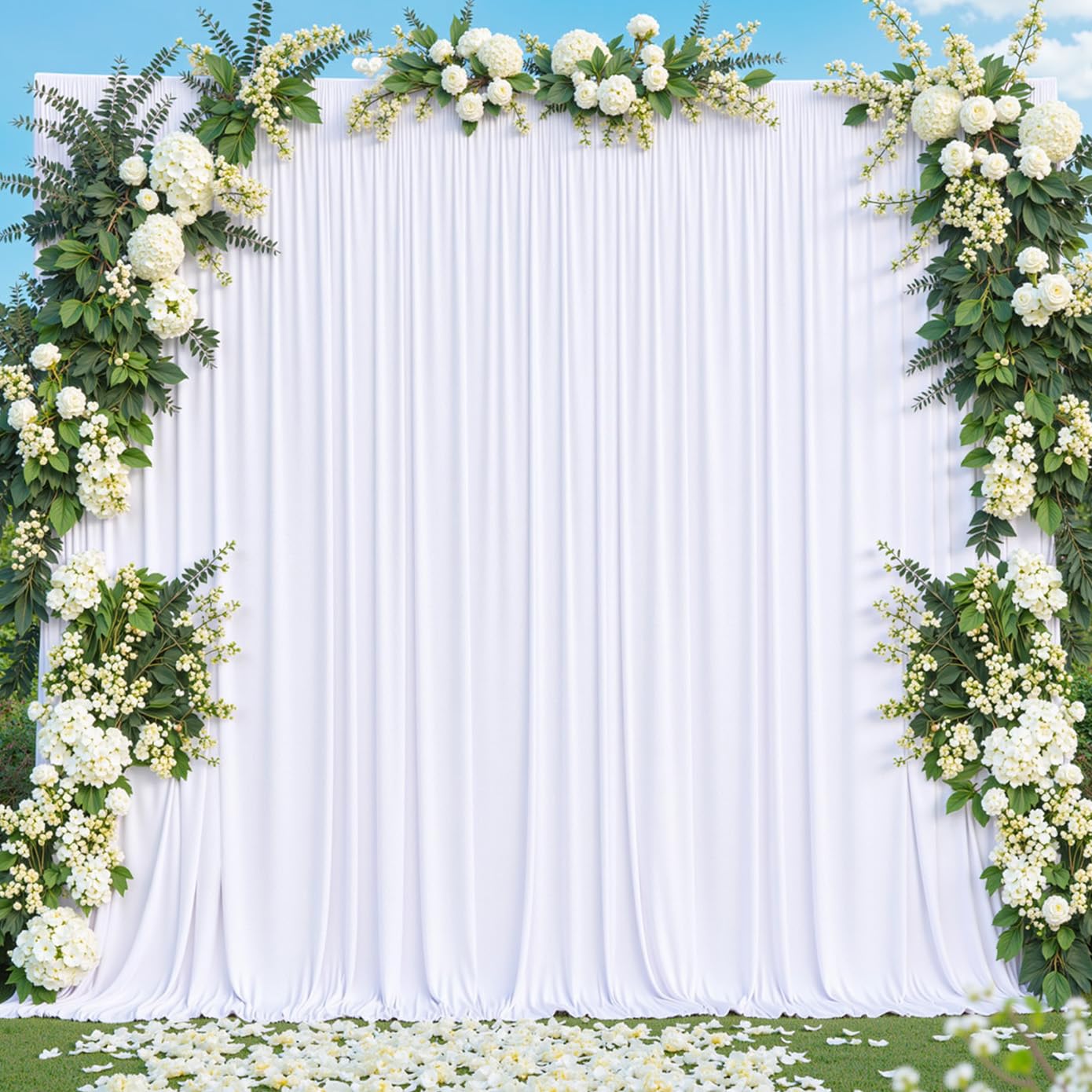 10x10 White Backdrop Curtain for Parties Wedding Wrinkle Free White Photo Curtains Backdrop Drapes Fabric Decoration for Baby Shower 5ft x 10ft,2 Panels