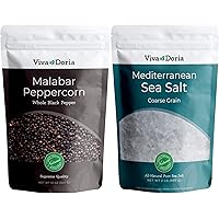 Viva Doria Malabar Peppercorn - Steam Sterilized Whole Black Pepper, 12 Oz Black Peppercorns and Viva Doria…