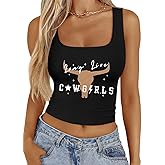 Cowgirl Crop Top Women Country Concert Tops Western Cowboy Tank Tops Country Music Cami Sleeveless Tops