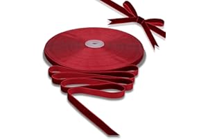 BokingOne Wine Red Velvet Ribbon - 3/8 Inch × 30 Yd Vintage Burgundy Velvet Ribbon Red Nylon Velvet Ribbon for Gift Wrapping Wedding Party Decoration