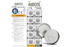 hilocell LR1130 Batteries 10 Pack, AG10 Button Cell Battery, 1.55V Long Lasting AG10 Alkaline Coin Batteries Replacement for Calculator Watches DLR1130 L1131 LR54 SR1130 RW89 G10A GP389