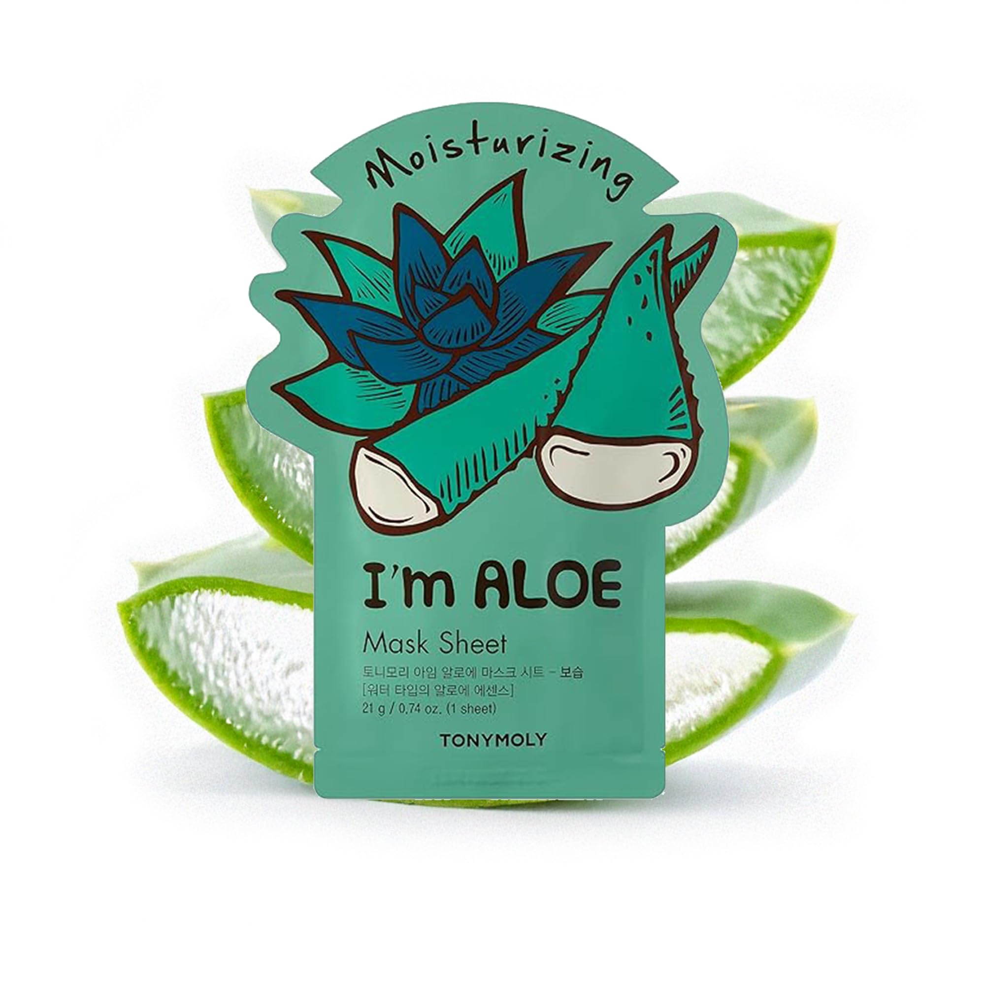 TONYMOLY I'm Aloe Mask Sheet - Moisturizing K-Beauty Skincare, 1 Sheet