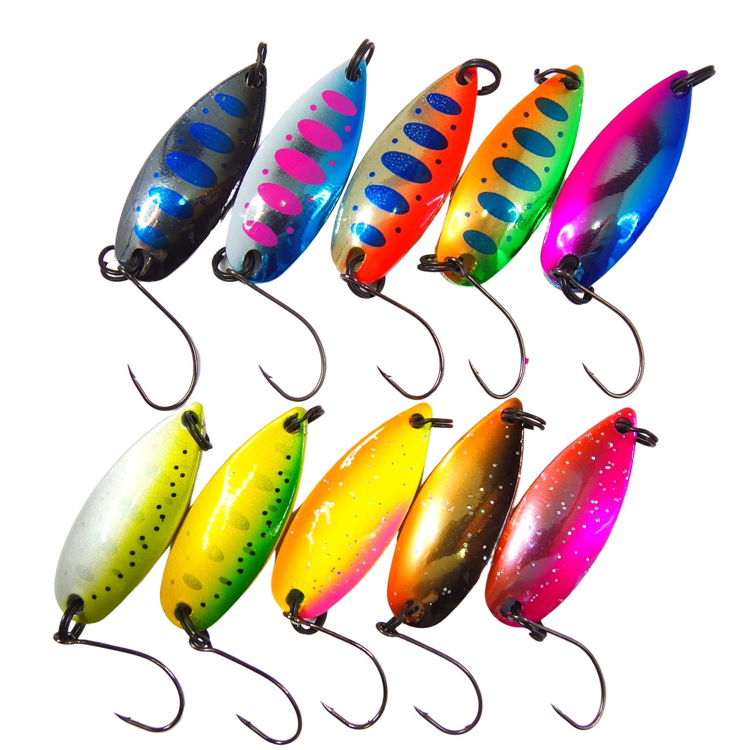 momolures Trout Fishing Spoon lure TIMO Native Color 2.8g 3.5g 4.2g Assort Set Forest MIU Style (4.2g - 10pcs Assort)