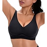 Workout Sports Bras for Women Push Up Low Impact Sports Bra Yoga Deep V Wireless Jelly Bras for Women No Underwire XS-XL