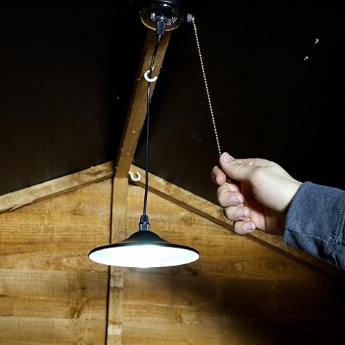 Solar Powered LED Shed Pendant Light with Remote Control for Outdoor