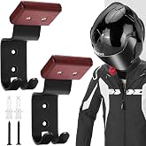 PAHTTO Motorcycle Helmet Holder 2 Pack, Helmet Rack Wall Mount with Double Hook, Helmet Hanger for Football Helmet, Hats, Coats, Sportswear, Motorcycle Accessories for Men