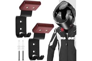 PAHTTO Motorcycle Helmet Holder 2 Pack, Helmet Rack Wall Mount with Double Hook, Helmet Hanger for Football Helmet, Hats, Coats, Sportswear, Motorcycle Accessories for Men