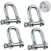 Reedny Stainless Steel 304 D Shape Shackle 5/32", 1/4", 5/16",3/8", 9/16", for Chains Wirerope Lifting Outdoor Camping Survival Rope Bracelets Or for Heavy Duty Construction