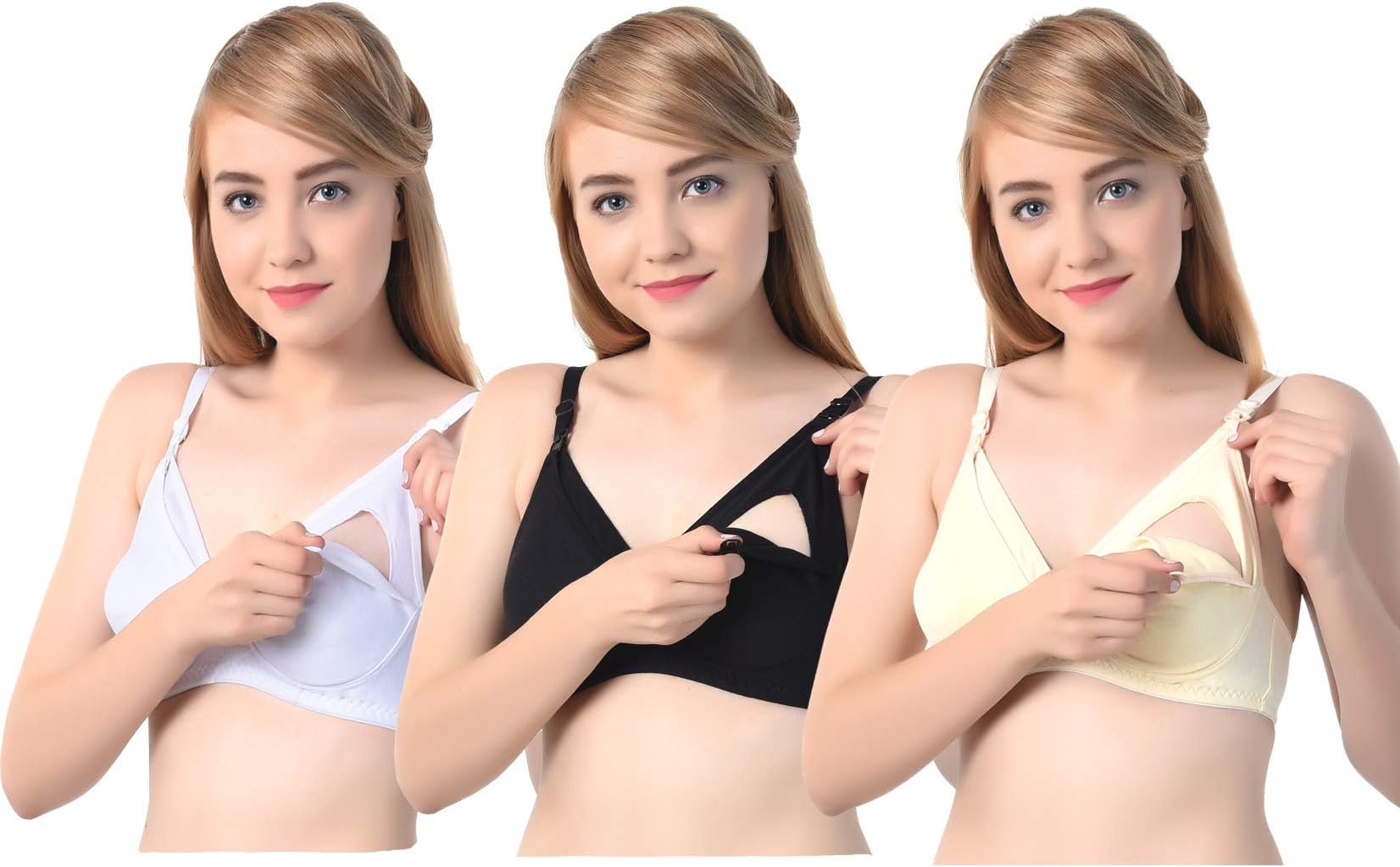 Imsa ModaWomen's Cotton & Polyester Non Padded Non-Wired T-shirt Bra (Pack of 3)