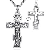 ASTRKIP Orthodox Cross Necklace Sterling Silver Crucifix Necklace Eastern Orthodox Cross Jewelry Gifts for Men