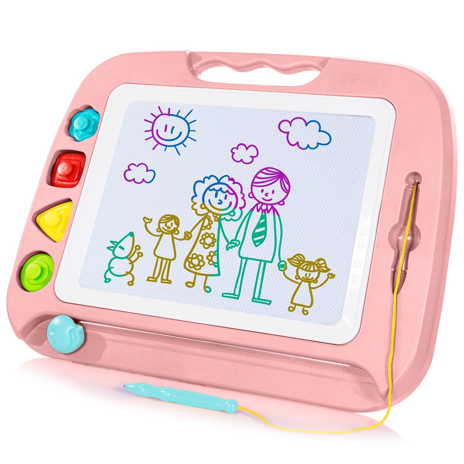 SGILE Toddler Toys for Kids, Toys for 1 2 3 4 Year Old Girls Boys, Large Magnetic Drawing Board for Birthday Gift, Etch & Sketch Pad with 4 Stamps, Learning and Educational, Light Pink