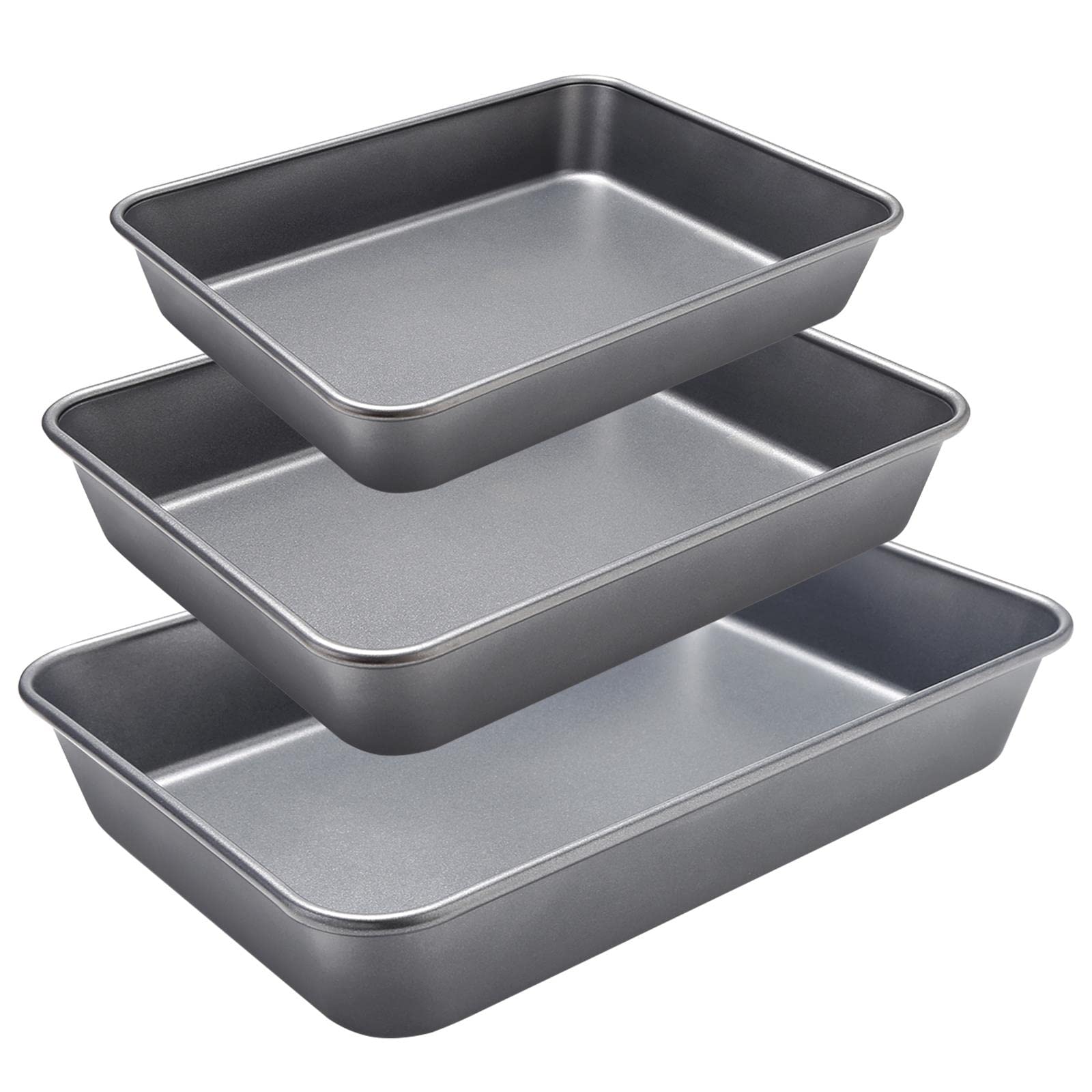 32nd Set of 3 Durable Carbon Steel Non-Stick Oven Roasting Pan - Set Includes: 1 X Small, 1 X Medium and 1X Large
