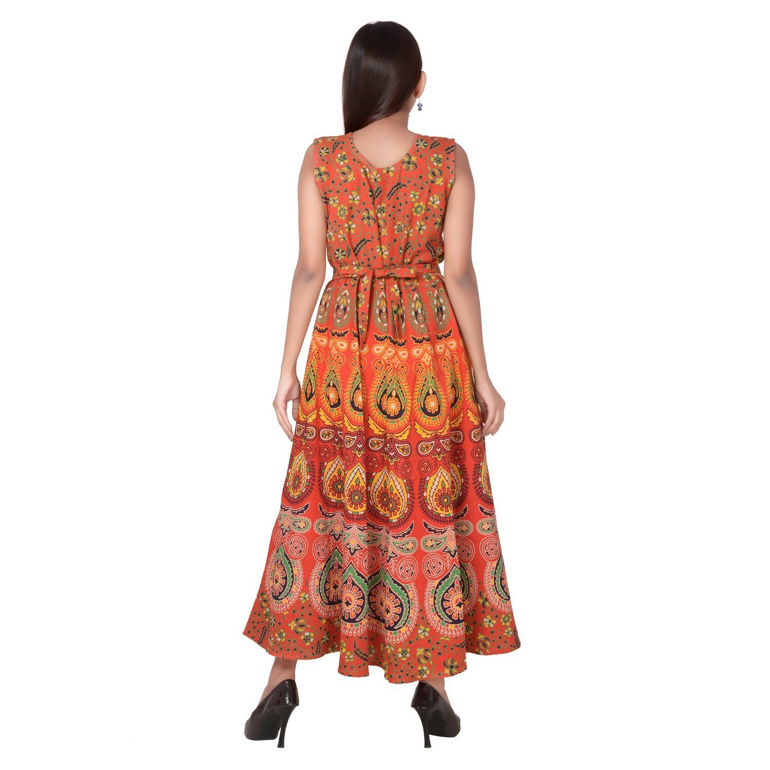 monik handicrafts women's cotton maxi jaipuri printed dress(mh333, red, xxl)