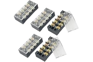 URBEST® 5 Pcs Dual Row 4 Position Covered Screw Terminal Strip 600V 25A