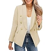 CRAZY GRID Womens Casual Blazer Jacket Gold Button Long Sleeve Work 0ffice Blazer Lapel Open Front Jacket