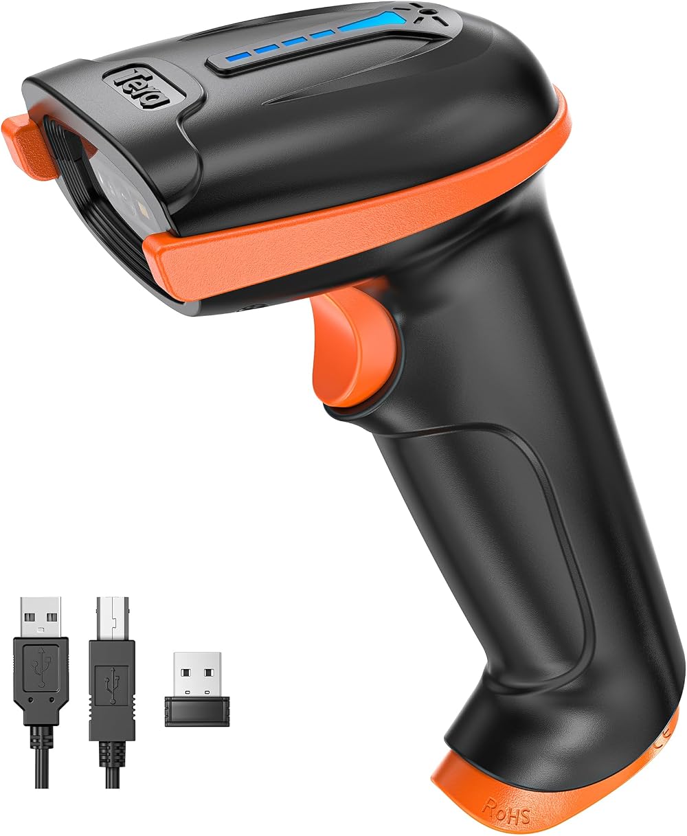 Tera 2D QR Barcode Scanner Wireless USB 2.4G 100m Orange D5100