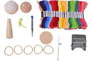Aqur2020 Premium All in One Darning and Mending Kit, 14 Hook Sock Sweater Repair Tool with Wooden Egg, 50 Color Threads and C