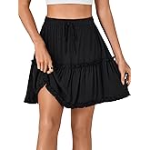 KIFOVEN Women's Summer Ruffle Skirt Elastic Waist Tiered Flowy A Line Short Mini Skirt