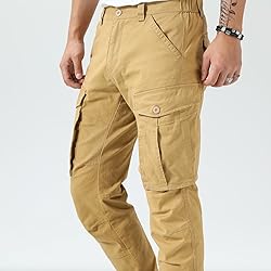 Plaid&Plain Men's and Women's Khaki Cargo Pants