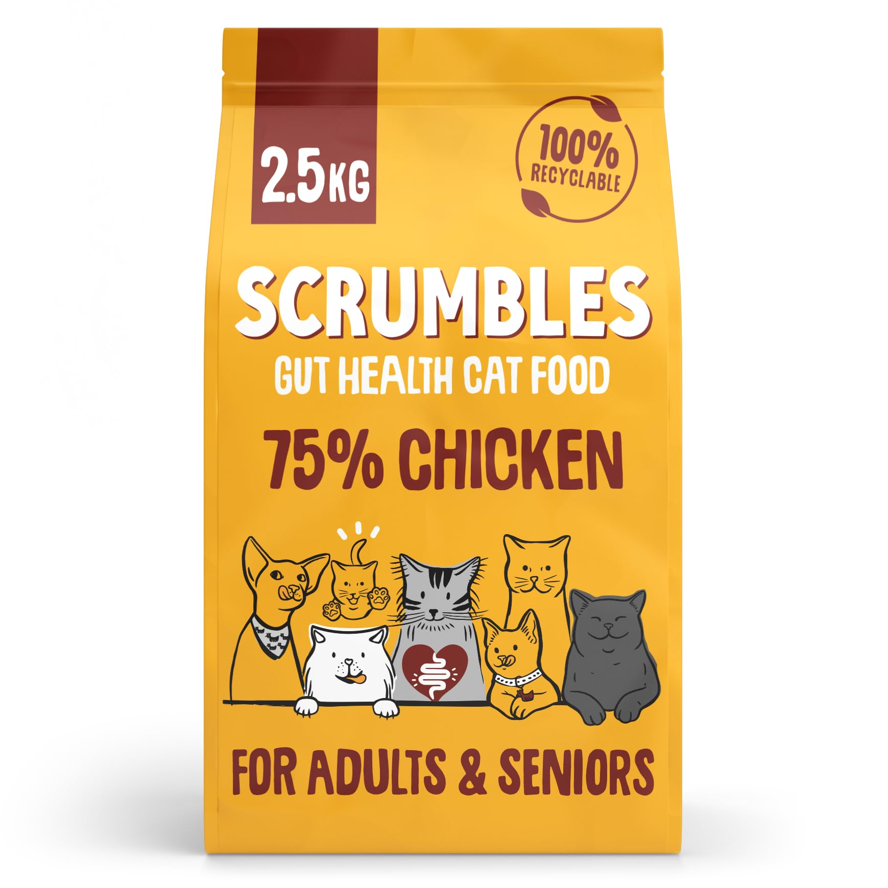 Scrumbles All Natural Dry Cat Food with 75% Chicken, High Protein Food For Adults And Seniors, 2.5Kg,package may vary
